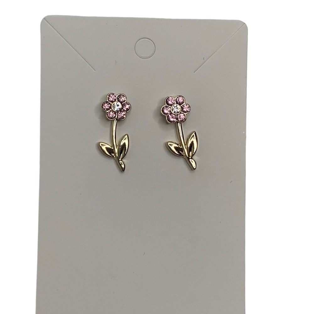 Golden pink flower, earrings